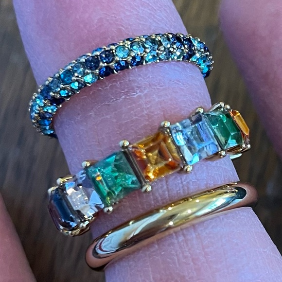 J Crew Trio Ring Crystal Multi-Metal Stacking Ring Set - Picture 4 of 7